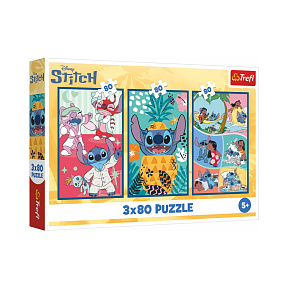 Puzzle 3x80 Lilo&Stitch - Stitchův svět 18x27,5cm v krabici 29x19x4cm Puzzle 3x80 Lilo&Stitch - Stitchův svět 18x27,5cm v krabici 29x19x4cm