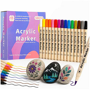 Markery akrylowe do tkanin kamieni pisaki flamastry mazaki wodoodporne DIY 48 szt. Markery akrylowe do tkanin kamieni pisaki flamastry mazaki wodoodporne DIY 48 szt.