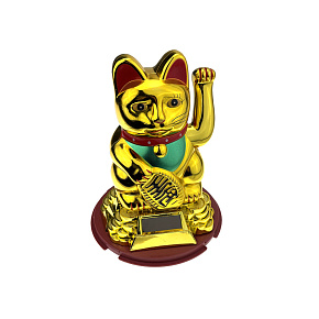 Kočka štěstí Maneki-neko 15 cm - solární talisman pro hojnost a úsměv