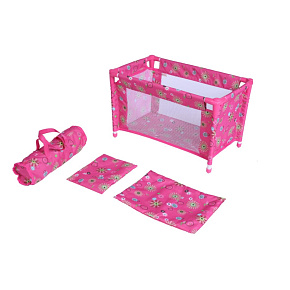 Postýlka pro panenky kov/látka v tašce rozkládací rozměr 53x32x32cm v sáčku
