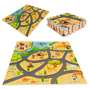 Pěnová podložka pro děti puzzle safari 9 dílů 93x93 cm ECOTOYS