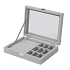 Herzberg HG-05361 : organiseur à bijoux en velours avec couvercle en verre, 9 compartiments et 7 emplacements pour bagues