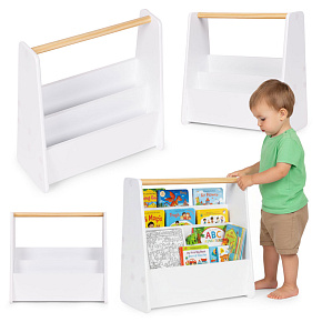 Biblioteczka dziecięca Montessori regał na książki organizer 2 poziomy biały ECOTOYS
