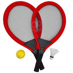 WOOPIE Velké Rakety na Tenis Badminton pro Děti Sada + Míček Košíček