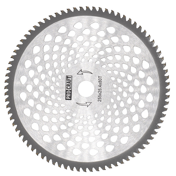 Nůž křovinořezu (kotouč) (D255*25.4) 60T karbid wolframu PROCRAFT