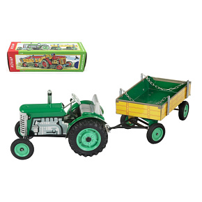 Traktor Zetor s valníkem zelený na klíček kov 28cm Kovap v krabičce Traktor Zetor s valníkem zelený na klíček kov 28cm Kovap v krabičce