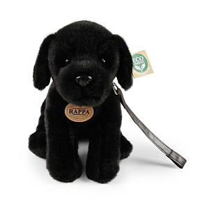 Plyšový pes labrador černý s vodítkem 25 cm ECO-FRIENDLY