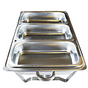 Herzberg HG-8022-3 : chafing dish en acier inoxydable avec 3 bacs GN 1/3