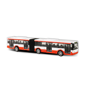 Kovový kloubový autobus červeno-bílý 18 cm