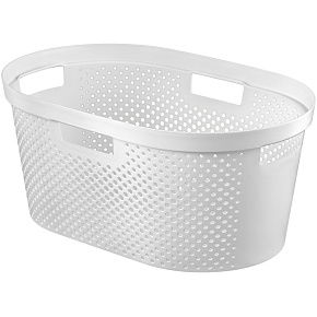 Koš na čisté prádlo INFINITY 40L bílý puntíky