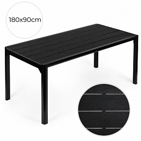 Velký zahradní stůl pro 8 osob 180x90 cm na terasu zahradu černý MultiGarden