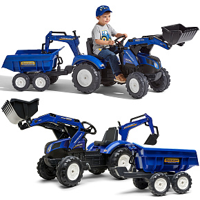FALK Traktor na Pedały New Holland T8 z Koparką i Przyczepą 3-7 lat