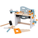 Mini dílenský stůl nástrojový dřevěný konstrukční set 52 prvků ECOTOYS