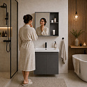 Závěsná koupelnová skříňka s umyvadlem + zrcadlo sada nábytku ModernHome