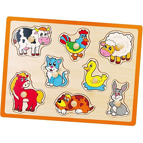 VIGA Dřevěné Puzzle Zvířata z Farmy Skládačka