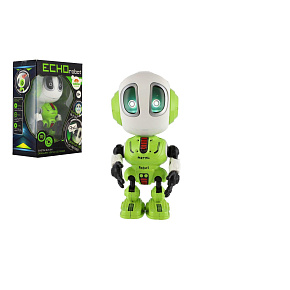 Robot ECHO opakující věty kovový 12cm zelený na baterie se zvukem, světlem v krabičce 10,5x15x5,5cm