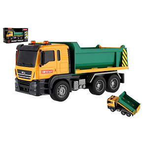 Auto nákladní plast 25cm na setrvačník na baterie se světlem se zvukem v krabici 31x19cm