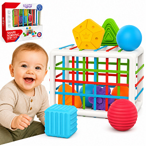 WOOPIE BABY Elastyczna Kostka Sensoryczna Sorter dla Dzieci Kolorowe Kształty 13 el.