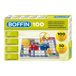 Stavebnice Boffin 100 elektronická 100 projektů na baterie 30ks v krabici 38x25x5cm