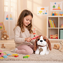 Plyšový pejsek v kabelce beagle maskotka pro dítě + kartáč na péči