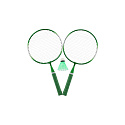 Badminton sada dětská kov/plast 2 pálky + 1 košíček 2 barvy v síťce 23x45x6cm