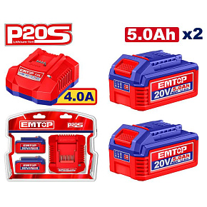 SADA 20V nabíječka 4.0A + akumulátor 2x 5.0Ah SADA 20V nabíječka 4.0A + akumulátor 2x 5.0Ah