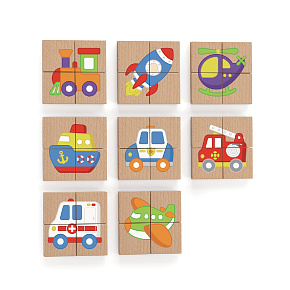 Viga Dřevěná skládačka Montessori magnetické vzdělávací puzzle vozidla