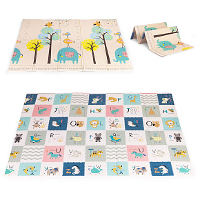 Mata piankowa dla dzieci 200x150 cm edukacyjna dwustronna składana miarka wzrostu alfabet ECOTOYS