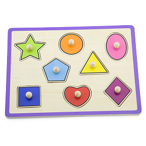 VIGA Dřevěné Barevné Puzzle S Kolíčky Tvary