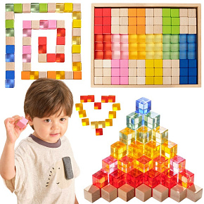 VIGA Sinneswürfel aus Holz bunt transparent Montessori 108 Stk VIGA Sinneswürfel aus Holz bunt transparent Montessori 108 Stk