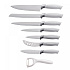 Royalty Line RL-WHT7-W: 7 Pieces of Non-Stick Coating Knives Set w/ Peeler-White