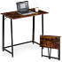 Biurko komputerowe składane 80x45 cm stolik pod laptopa loft postarzany orzech ModernHome