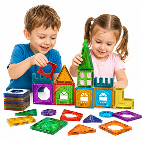 WOOPIE Magnetické Stavební Kostky 3D Edukační Sada Hrad 30 ks.