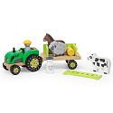 Dřevěný traktor s přívěsem Figurky zvířat Farma Vzdělávací sada