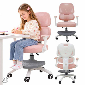 Krzesło do biurka dla dziecka fotel ergonomiczny obrotowy regulowany różowy Krzesło do biurka dla dziecka fotel ergonomiczny obrotowy regulowany różowy