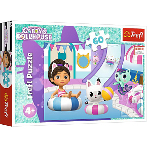 S.CENA Puzzle - _60_ - Gabby na basenie /Universal Gabby apos;s Dollhouse