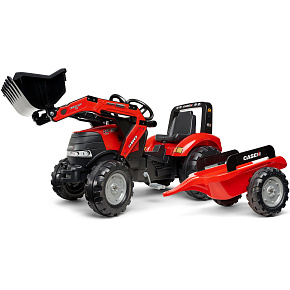 FALK Traktor Case na Pedály s Lžící a Přívěsem Červený od 3 Let