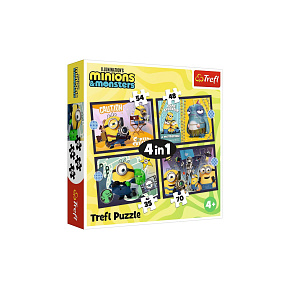Puzzle 4v1 Nová dobrodružství Mimoňů/Mimoni 28,5x20,5cm v krabici 28x28x6cm