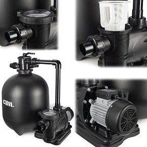 Samonasávací písková filtrace k bazénu 800W. Výkon 19000l/h, nádrž 125l