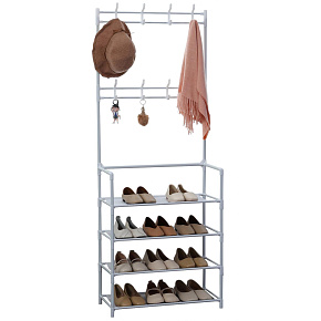 Herzberg HG-03404: Segmentovaný věšák na oblečení s 4 policemi na boty - 60x155 cm