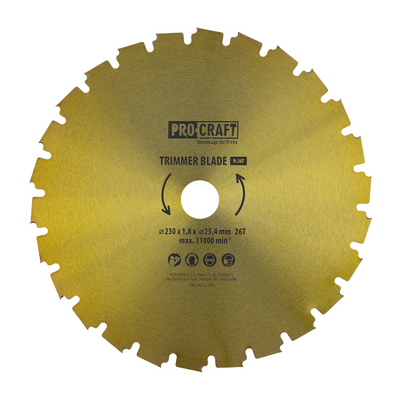 Nůž křovinořezu (kotouč) (D230*25.4) 26T PROCRAFT
