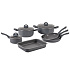 Herzberg HG-9016 : Batterie de cuisine 10 pièces avec revêtement en marbre avec rôtissoire (Gray)