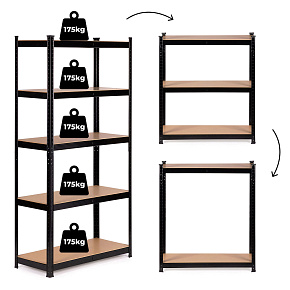 Regał metalowy magazynowy 180x90x40 cm do garażu piwnicy 5 półek 875 kg ModernHome Regał metalowy magazynowy 180x90x40 cm do garażu piwnicy 5 półek 875 kg ModernHome