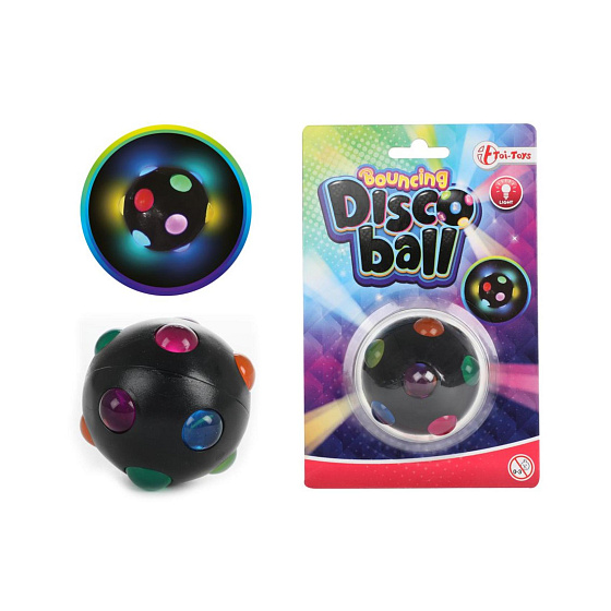Míček skákací svítící Disco 6cm na baterie se světlem na kartě 11x17cm