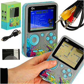 Přenosná herní konzole mini elektronická retro 500 her šedá