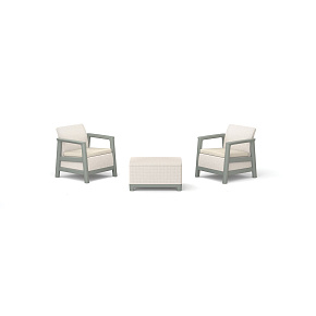 Scandi Linea balkonový set Pebble šedá / Soft béžová / podušky Oat