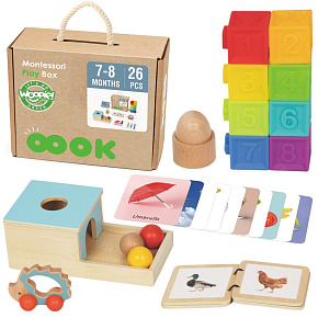 WOOPIE GREEN Box Pudełko XXL Montessori Edukacyjne 6w1 Sensoryczne 7-8 Miesięcy 26el. FSC WOOPIE GREEN Box Pudełko XXL Montessori Edukacyjne 6w1 Sensoryczne 7-8 Miesięcy 26el. FSC