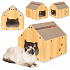 Škrabadlo pro kočku domek s míčkem pelíšek MDF 40x35x34,5 cm