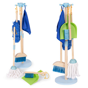 Drewniany zestaw do sprzątania dla dzieci mop zmiotka z szufelką 7 elementów ECOTOYS Drewniany zestaw do sprzątania dla dzieci mop zmiotka z szufelką 7 elementów ECOTOYS
