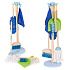 Drewniany zestaw do sprzątania dla dzieci mop zmiotka z szufelką 7 elementów ECOTOYS